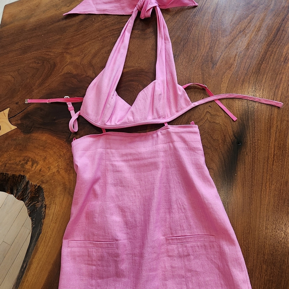 Jacquemus Pink Halter Cutout Mini Dress - Picture 9 of 10